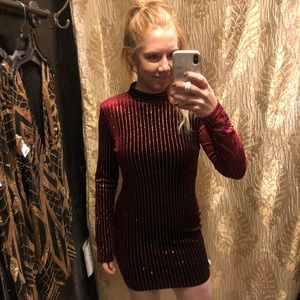 Maroon & Gold velvet dress